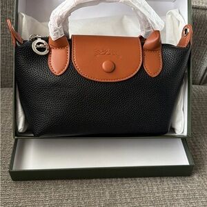 Longchamp Black and Tan Mini Bag